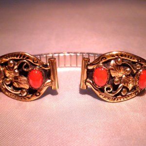 Kee Tsosie Navajo Red Coral Vintage Watch Band